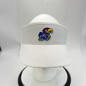 Kansas Jayhawks Adidas Aeroready Coach Sideline White OSFM Visor Hat Cap NEW